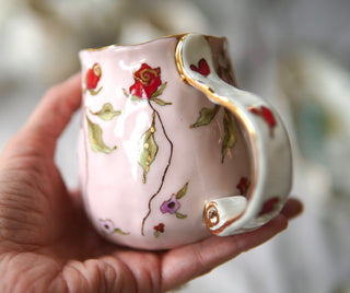 "Pink & Red Floral" Petite Mug