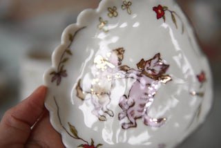 “Dancing Kitties" Petite Scalloped Trinket Dish