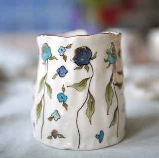 "Blue Roses with Gilded Chip" Vase