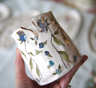 "Blue Roses with Gilded Chip" Vase