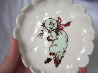 Kitty & Butterfly Scalloped Petite Trinket Dish