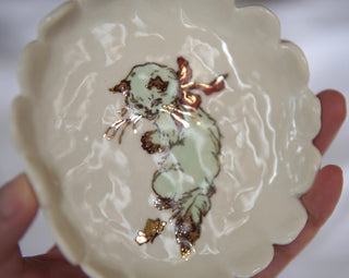 Kitty & Butterfly Scalloped Petite Trinket Dish