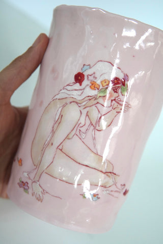 Pink-stained Sitting Nymph Large Vessel