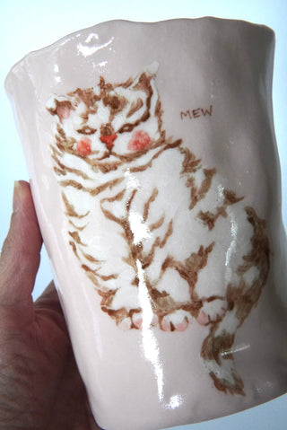 Lazy Kitty Large Pink Vessel