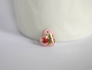 Rose with Bow Pink Heart Pendant