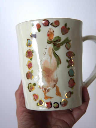 Duck with Floral Border Mug