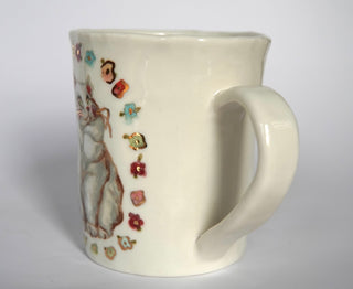 White Kitty & Flowers Mug