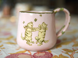 Pink & Lime Dancing Kitties Mug