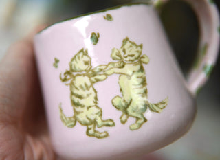 Pink & Lime Dancing Kitties Mug