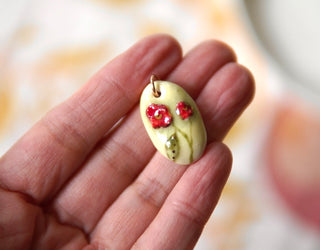 Lime & Red Flower Pendant