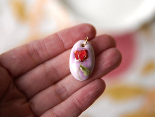 Lilac & Red Flower Pendant