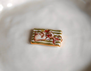 Green Stripe Bunny & Rose Pendant