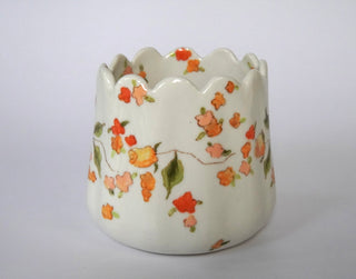 Warm Toned Floral Scalloped Vessel