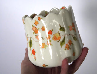 Warm Toned Floral Scalloped Vessel