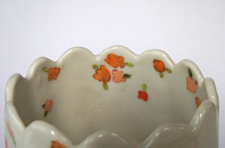 Warm Toned Floral Scalloped Vessel